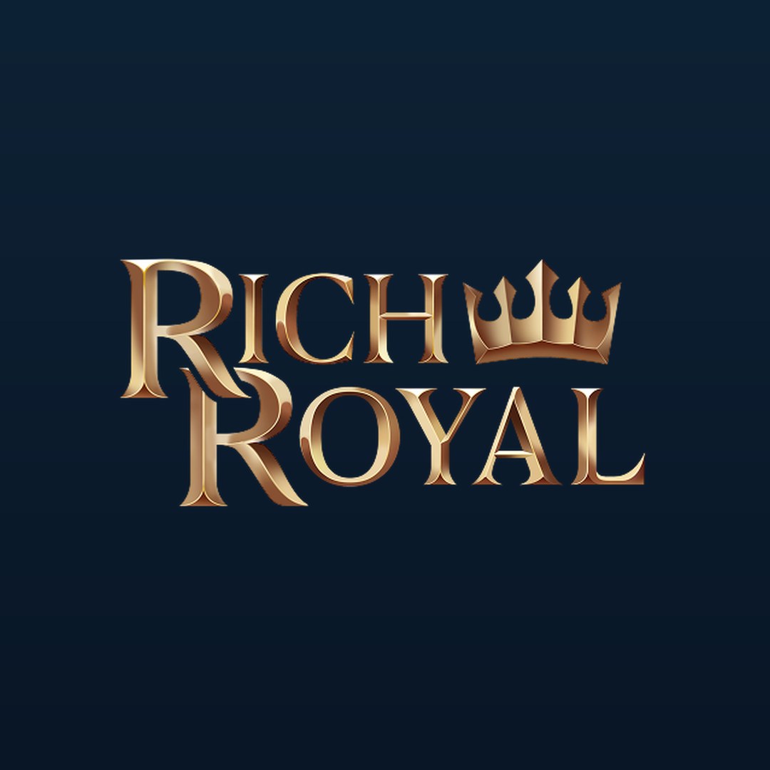 RichRoyal Casino: goldenes Logo mit Krone auf dunkelblauem Grund